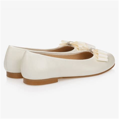 Ivory Leather Ballerinas 